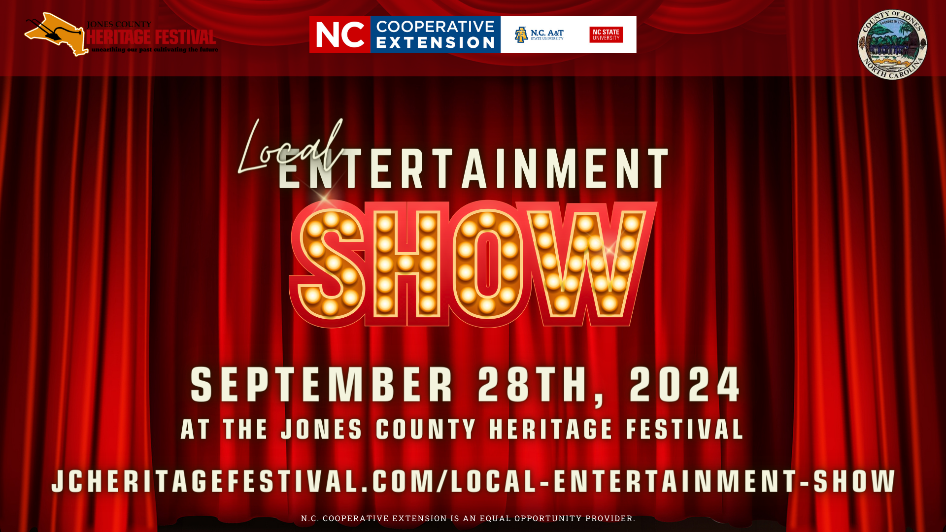 Local Entertainment Show on September 28th, 2024 at the Jones County Heritage Festival