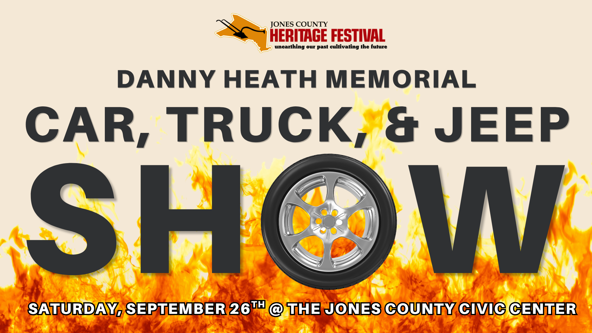 DANNY HEATH MEMORIAL CAR, TRUCK, & JEEP SHOW SATURDAY, SEPTEMBER 26 @ THE JONES COUNTY CIVIC GENTER